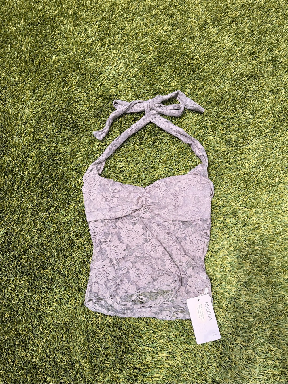 ReoRia Lavender Lace Halter Cami Top